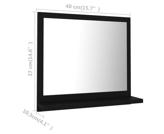 Oglindă de baie, negru, 40 x 10,5 x 37 cm, pal, 7 image