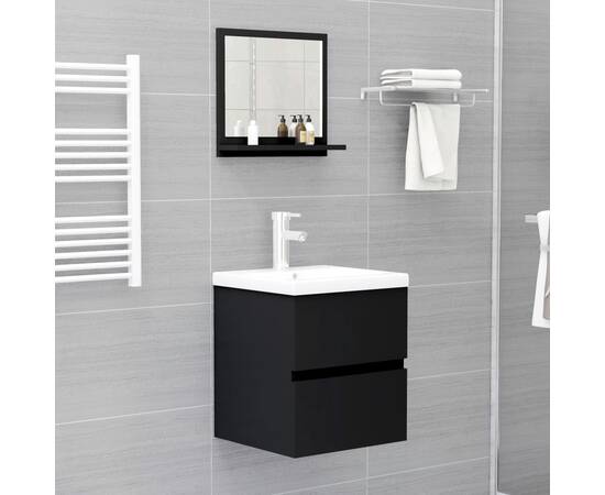 Oglindă de baie, negru, 40 x 10,5 x 37 cm, pal, 4 image