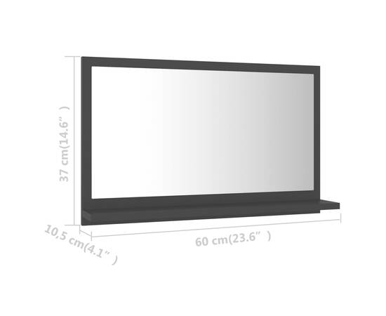 Oglindă de baie, negru, 60 x 10,5 x 37 cm, pal, 7 image