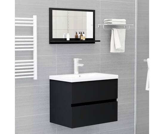 Oglindă de baie, negru, 60 x 10,5 x 37 cm, pal, 4 image