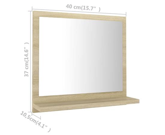Oglindă de baie, stejar sonoma, 40 x 10,5 x 37 cm, pal, 7 image