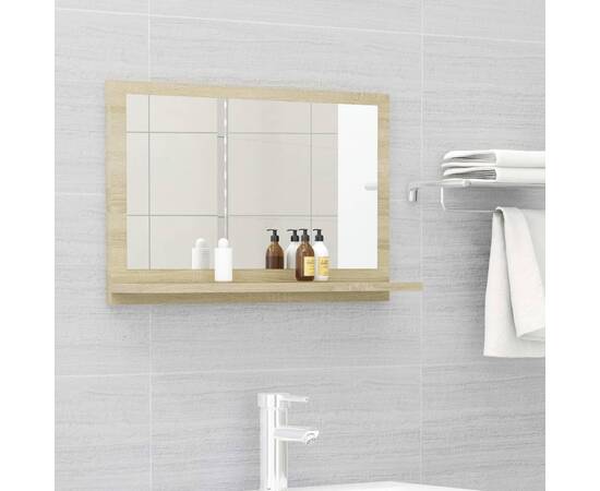 Oglindă de baie, stejar sonoma, 60 x 10,5 x 37 cm, pal