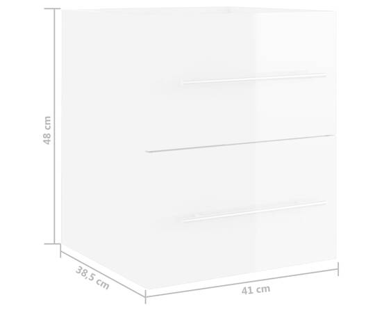 Dulap de chiuvetă, alb extralucios, 41x38,5x48 cm, pal, 7 image