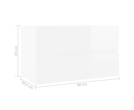 Dulap de chiuvetă, alb extralucios, 80x38,5x45 cm, pal, 7 image
