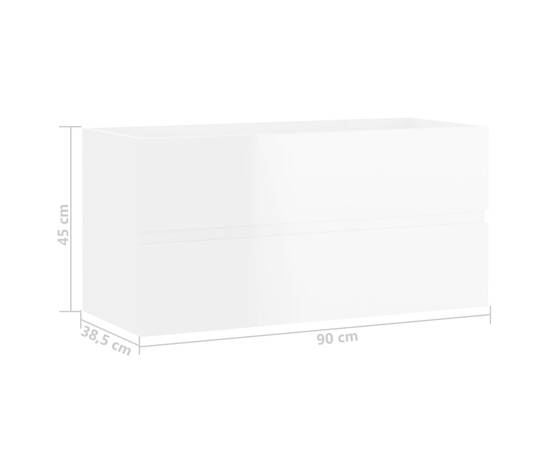 Dulap de chiuvetă, alb extralucios, 90x38,5x45 cm, pal, 7 image