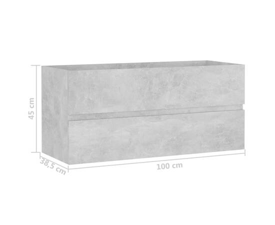 Dulap de chiuvetă, gri beton, 100x38,5x45 cm, pal, 7 image