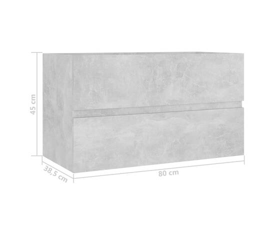 Dulap de chiuvetă, gri beton, 80x38,5x45 cm, pal, 7 image