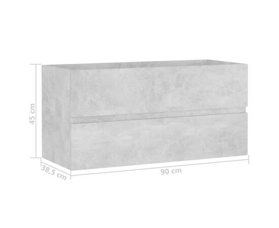 Dulap de chiuvetă, gri beton, 90x38,5x45 cm, pal, 7 image