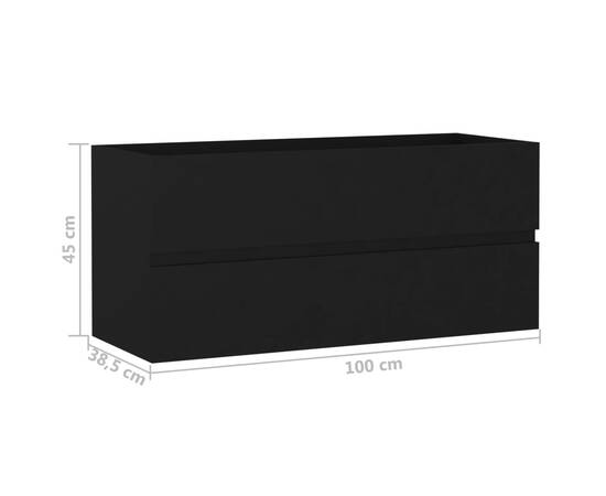 Dulap de chiuvetă, negru, 100x38,5x45 cm, pal, 7 image