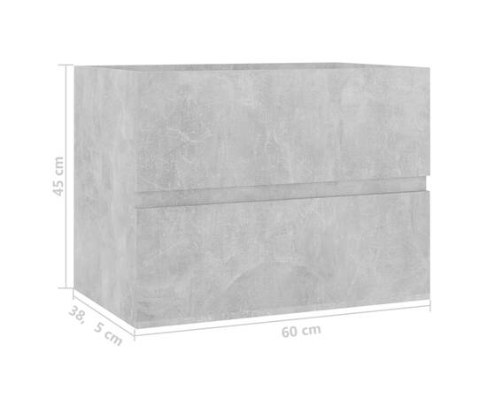 Mască de chiuvetă, gri beton, 60 x 38,5 x 45 cm, pal, 7 image