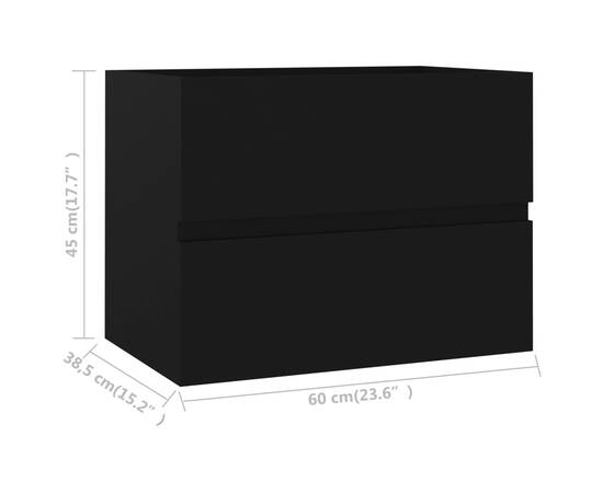 Mască de chiuvetă, negru, 60 x 38,5 x 45 cm, pal, 7 image
