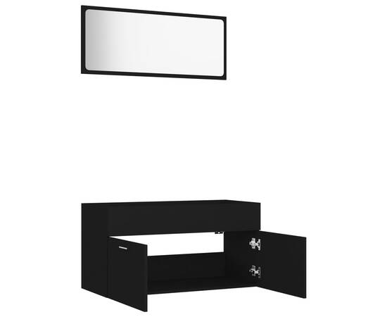 Set mobilier de baie, 2 buc., negru, pal, 6 image