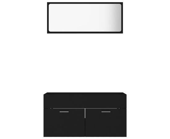 Set mobilier de baie, 2 buc., negru, pal, 5 image