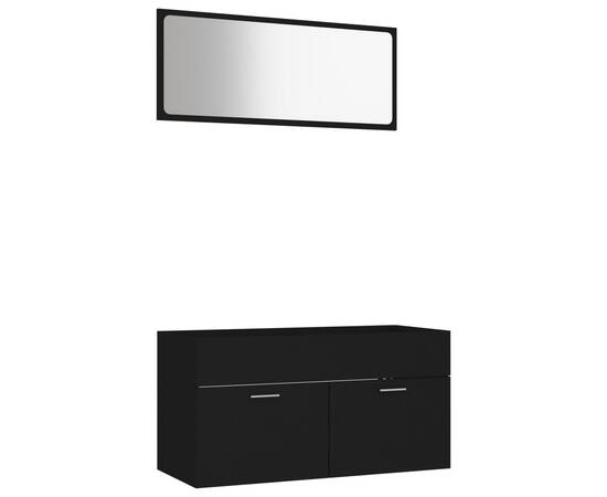 Set mobilier de baie, 2 buc., negru, pal, 2 image