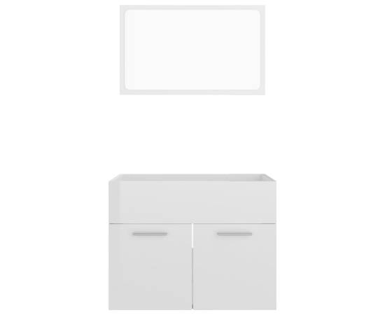 Set mobilier de baie, 2 piese, alb extralucios, pal, 5 image