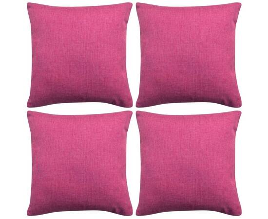 Huse de pernă cu aspect de pânză, 80 x 80 cm, roz, 4 buc.