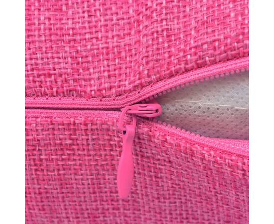 Huse de pernă cu aspect de pânză, 80 x 80 cm, roz, 4 buc., 2 image