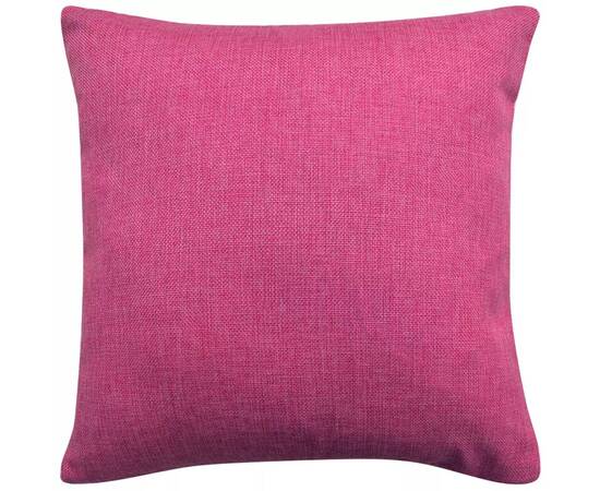 Huse de pernă cu aspect de pânză, 80 x 80 cm, roz, 4 buc., 3 image