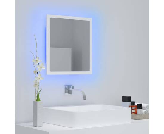 Oglindă de baie cu led, alb, 40x8,5x37 cm, pal, 4 image
