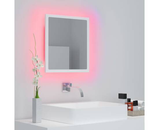 Oglindă de baie cu led, alb, 40x8,5x37 cm, pal, 5 image