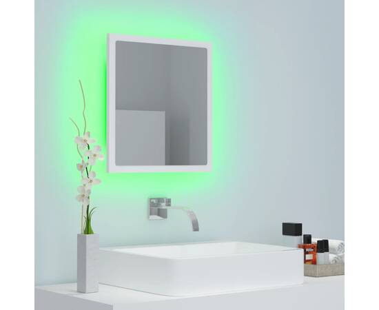 Oglindă de baie cu led, alb, 40x8,5x37 cm, pal, 3 image