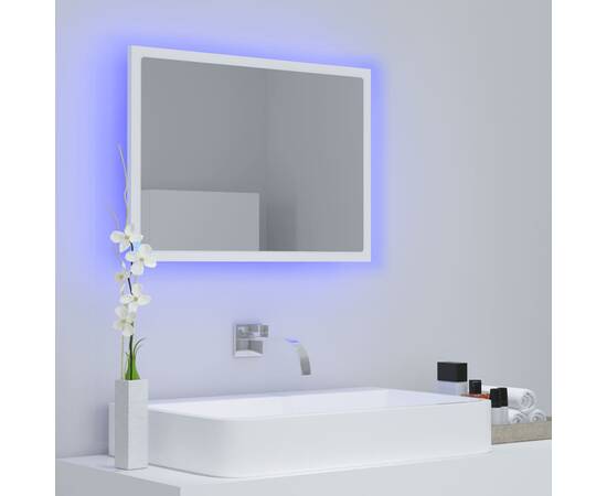 Oglindă de baie cu led, alb, 60x8,5x37 cm, pal, 3 image
