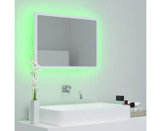 Oglindă de baie cu led, alb, 60x8,5x37 cm, pal, 4 image