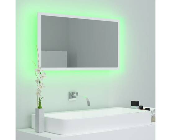Oglindă de baie cu led, alb, 80x8,5x37 cm, pal, 5 image
