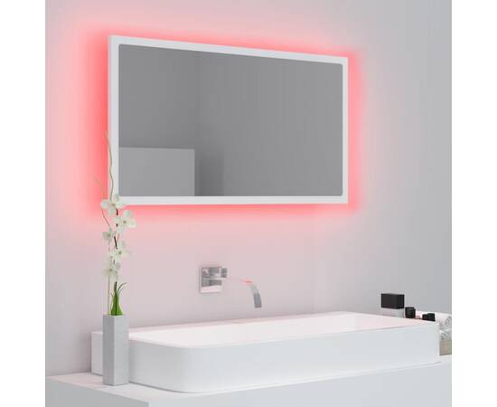 Oglindă de baie cu led, alb, 80x8,5x37 cm, pal, 4 image