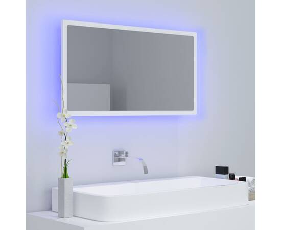 Oglindă de baie cu led, alb, 80x8,5x37 cm, pal, 3 image