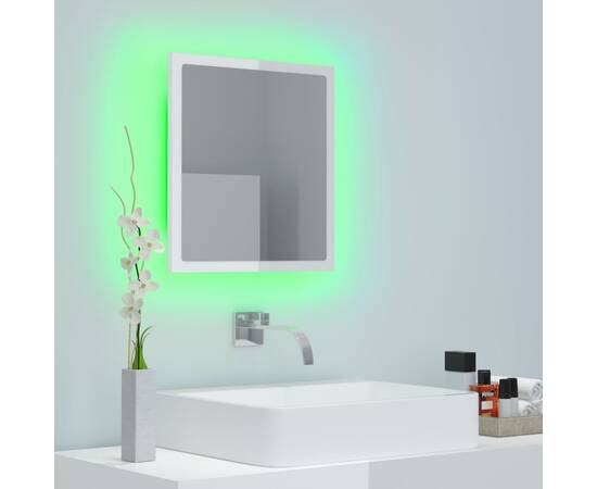 Oglindă de baie cu led, alb extralucios, 40x8,5x37 cm, pal, 3 image