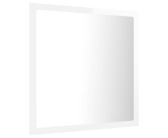 Oglindă de baie cu led, alb extralucios, 40x8,5x37 cm, pal, 7 image