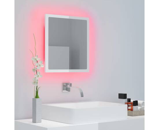 Oglindă de baie cu led, alb extralucios, 40x8,5x37 cm, pal, 5 image