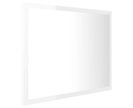 Oglindă de baie cu led, alb extralucios, 60x8,5x37 cm, pal, 7 image