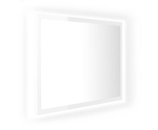 Oglindă de baie cu led, alb extralucios, 60x8,5x37 cm, pal, 2 image