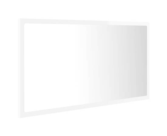 Oglindă de baie cu led, alb extralucios, 80x8,5x37 cm, pal, 6 image