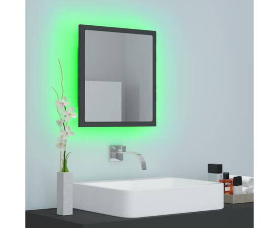 Oglindă de baie cu led, gri, 40x8,5x37 cm, pal, 3 image