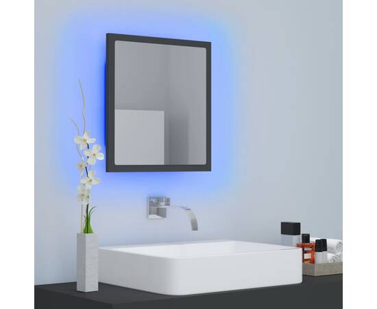 Oglindă de baie cu led, gri, 40x8,5x37 cm, pal, 4 image