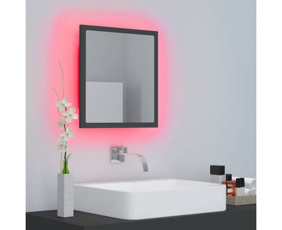 Oglindă de baie cu led, gri, 40x8,5x37 cm, pal, 5 image