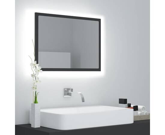 Oglindă de baie cu led, gri, 60x8,5x37 cm, pal