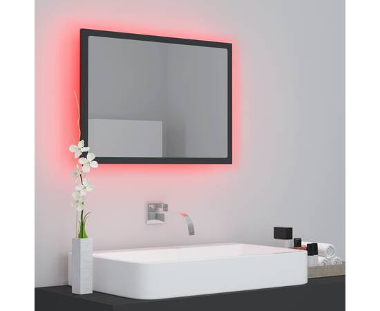 Oglindă de baie cu led, gri, 60x8,5x37 cm, pal, 5 image