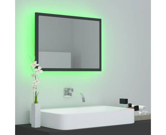 Oglindă de baie cu led, gri, 60x8,5x37 cm, pal, 4 image