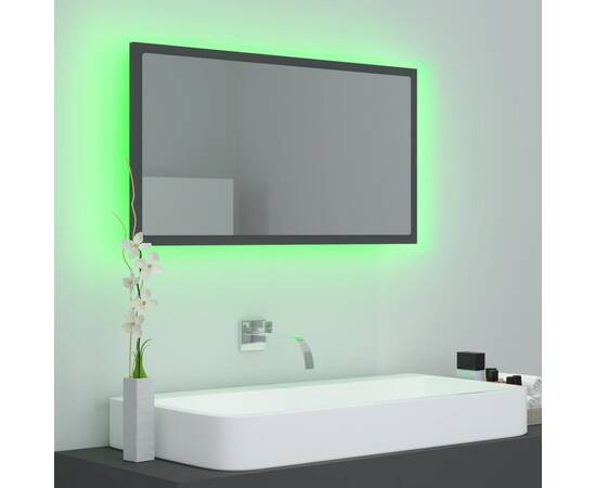 Oglindă de baie cu led, gri, 80x8,5x37 cm, pal, 4 image