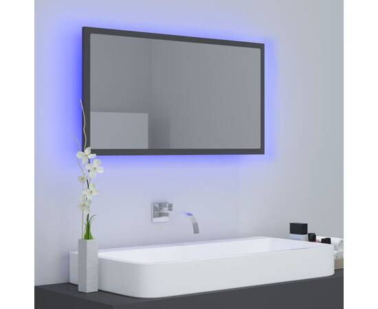 Oglindă de baie cu led, gri, 80x8,5x37 cm, pal, 3 image
