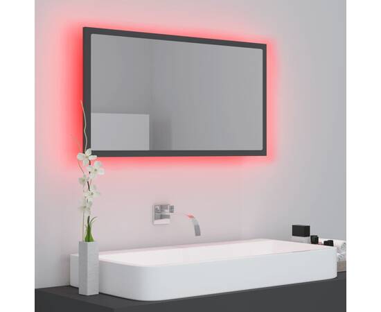 Oglindă de baie cu led, gri, 80x8,5x37 cm, pal, 5 image