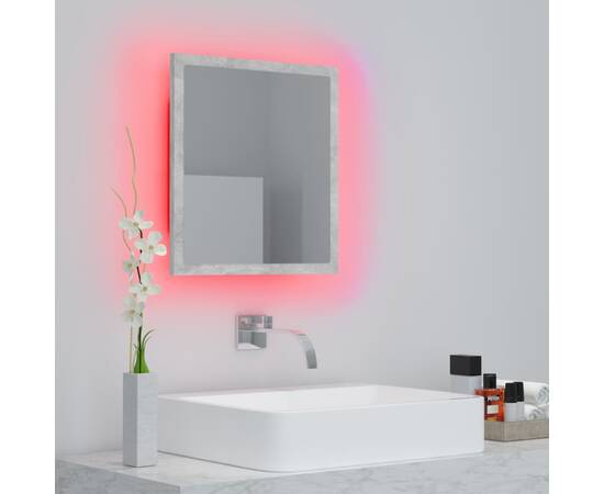 Oglindă de baie cu led, gri beton, 40x8,5x37 cm, pal, 5 image