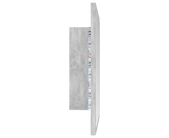 Oglindă de baie cu led, gri beton, 40x8,5x37 cm, pal, 9 image