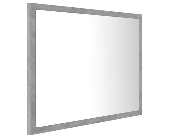 Oglindă de baie cu led, gri beton, 60x8,5x37 cm, pal, 7 image