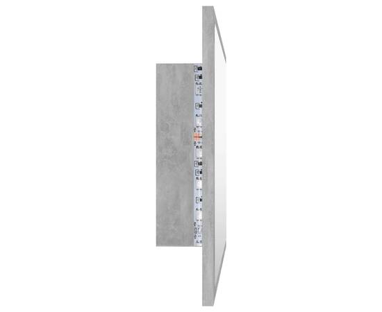Oglindă de baie cu led, gri beton, 60x8,5x37 cm, pal, 8 image