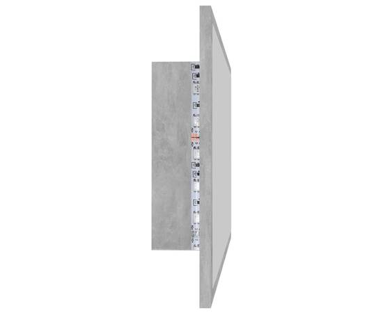 Oglindă de baie cu led, gri beton, 80x8,5x37 cm, pal, 8 image